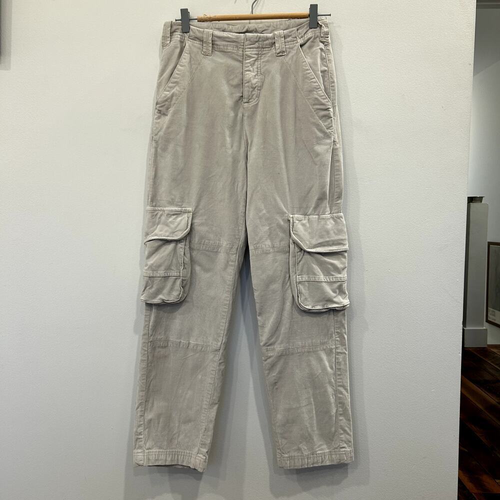 Free People Hard Crushin Khaki Plush Cargo Pants Sz 6